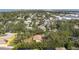 Aerial view of a residential neighborhood with lush greenery and a glimpse of the city skyline in the distance at 3960 Sunshine Ave, Sarasota, FL 34231