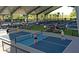 View of community outdoor pickleball courts with shade and players enjoying their time at 4440 Fairways Blvd # 407, Bradenton, FL 34209