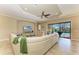Inviting living room with comfortable seating, tile floors, recessed lighting, and a screened-in lanai at 4632 Benito Ct, Lakewood Ranch, FL 34211