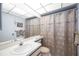Clean bathroom with classic decor, featuring a neutral-patterned shower curtain at 2832 74Th W St # 2180, Bradenton, FL 34209