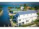 Aerial view of waterfront homes and properties near the bay, complete with lush landscaping and serene canal views at 401 20Th Pl, Bradenton Beach, FL 34217