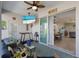 Inviting sunroom with comfortable seating, tv, and sliding glass doors to the interior at 6 Bunker Cir, Rotonda West, FL 33947
