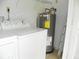 Functional laundry room equipped with a washer, dryer, and water heater at 6042 Red Maple Rd # 1001, Bradenton, FL 34210