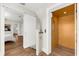 Hallway featuring barn door entry into bedroom suite and private elevator at 116 Garden Ln, Sarasota, FL 34242