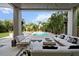 Covered patio showcasing outdoor seating overlooking a swimming pool and lush greenery at 2305 Pine Ter, Sarasota, FL 34231