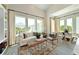 Bright and airy living room with large windows, a comfortable sofa, a cozy rug, and stylish decor at 2401 Ezzell Ct, Sarasota, FL 34237