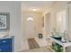 Inviting foyer with a white door, neutral walls, and decorative accents at 4149 Salernes Ave # 3048, Sarasota, FL 34233