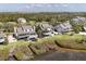 Stunning aerial view of waterfront homes nestled in lush greenery offers a glimpse of upscale coastal living at 44 Tidy Island Blvd, Bradenton, FL 34210