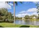 Scenic view of a pond surrounded by lush trees and grass on a sunny day at 49 Osprey Point Dr, Osprey, FL 34229