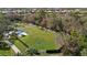 Aerial shot of a fenced dog park with play structures and seating, providing a dedicated space for pets and owners at 13149 Steinhatchee Loop, Venice, FL 34293