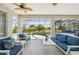 Screened lanai offering comfortable seating with pool and landscaped backyard views at 1655 Pinyon Pine Dr, Sarasota, FL 34240