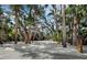 Charming raised beach house with a driveway shaded by mature palms and live oaks at 3376 S Seclusion Dr, Sarasota, FL 34239