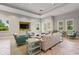Community clubhouse lounge with modern furnishings, large windows and recessed lighting at 3442 Chestertown Loop, Bradenton, FL 34211