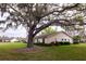 Large backyard with mature trees, green lawn, and exterior view of the home at 4018 Oakhurst Dr # 3181, Sarasota, FL 34233