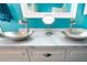 Close up of bathroom with double vessel sinks and marble countertops at 5110 76Th E St, Bradenton, FL 34203