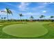 Community putting green is surrounded by lush landscaping for residents to enjoy at 5317 Coral Reef Way, Bradenton, FL 34211