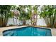 Beautiful pool area surrounded by lush tropical plants, creating a serene and private oasis perfect for relaxation at 5802 De Palmas Ave, Holmes Beach, FL 34217