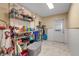 Spacious storage room with ample shelving and a convenient exterior door at 605 15Th Avenue E Dr, Palmetto, FL 34221