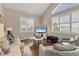 Comfortable living room with high ceilings, bright windows, and beachy decor at 92 Tidy Island Blvd, Bradenton, FL 34210