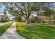 Landscaped front yard showcasing mature trees and lush green grass at 1354 Lucaya Ave, Venice, FL 34285