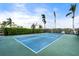 Community basketball court with green and blue flooring, surrounded by palm trees and lush landscaping at 4790 Pastel Ct, Sarasota, FL 34240