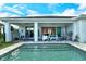 Inviting backyard oasis featuring a refreshing pool and covered patio with comfortable seating area at 7744 Sandhill Lake Dr, Sarasota, FL 34241