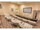 Home theater with comfortable seating, a large screen, and custom lighting at 800 N Tamiami Trl # 1506, Sarasota, FL 34236