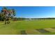 Expansive golf range with palm trees and a water feature on a sunny day at 8007 River Preserve Dr, Bradenton, FL 34212