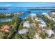 Picturesque aerial shot of houses nestled among trees and canals in a charming neighborhood at 552 Juan Anasco Drive, Longboat Key, FL 34228