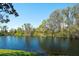 Picturesque pond view with mature trees and vegetation on its shores, ideal for nature lovers at 8536 54Th Avenue E Cir, Bradenton, FL 34211