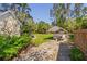 Spacious backyard shows a lush landscape, patio, hot tub with a canopy, offering a serene retreat at 109 Burney Rd, Osprey, FL 34229