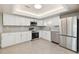 Modern kitchen featuring stainless steel appliances, white cabinets, and sleek countertops at 5706 Merrimac Dr, Sarasota, FL 34231