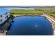 Aerial view of a serene pond surrounded by lush greenery, offering a tranquil waterfront community setting at 803 Audubon Dr # 803, Bradenton, FL 34209