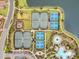 Aerial view of multiple tennis courts with playground and landscaping near serene lake at 11127 Devonbridge Dr, Palmetto, FL 34221