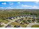 Drone's-eye view showcasing the home's place in a tranquil neighborhood near a sprawling lake at 13065 Bliss Loop, Bradenton, FL 34211
