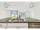 A kitchen sink overlooks a lush backyard and living room at 4918 Gray Owl Ter, Palmetto, FL 34221