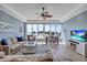 Bright living room featuring floor-to-ceiling windows with stunning beach and ocean views at 6140 Midnight Pass Rd # 103, Sarasota, FL 34242