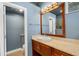 Bathroom featuring a granite vanity, an oval sink, and modern lighting at 8420 Sailing Loop, Lakewood Ranch, FL 34202