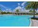 Beautiful community pool with ample seating and umbrellas for shade at 12217 Cranston Way, Lakewood Ranch, FL 34211