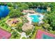 Aerial view of community amenities, including pool, playground, tennis and basketball courts at 12263 Lavender Loop, Bradenton, FL 34212