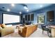 Comfortable media room featuring a large screen, plush seating, and excellent sound dampening at 2177 Sunnyside Pl, Sarasota, FL 34239