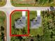 Aerial view of a property showcasing its layout, landscaping, and location within a residential area at 2375 Saybrook Ave, North Port, FL 34286