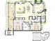 Detailed ground floor plan featuring a spacious living room, modern kitchen, and enclosed patio at 4535 Bay Club Dr, Bradenton, FL 34210