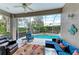 Relaxing screened-in patio with a refreshing pool, comfortable seating, and lush landscaping at 8782 49Th E Ter, Bradenton, FL 34211