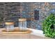 Kitchen countertop featuring decorative glass jars, vibrant backsplash, and modern outlets, adding a touch of elegance at 111 S Pineapple Ave # 918, Sarasota, FL 34236