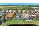 Aerial shot showcasing multiple homes with screened pools, surrounded by green lawns and scenic views at 5822 Title Row Dr, Bradenton, FL 34210