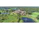 Stunning aerial view of a luxurious clubhouse surrounded by a well-manicured golf course and lush greenery at 6621 The Masters Ave, Lakewood Ranch, FL 34202