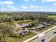 Aerial view of a park with walking trail, parking, and picnic areas surrounded by trees and neighborhood at 201 Eaglenook Way, Osprey, FL 34229