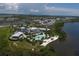 Gorgeous community aerial view with a pool, kayak launch and clubhouse on a waterfront property at 396 Aruba Cir # 302, Bradenton, FL 34209
