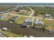 Scenic aerial view showcases waterfront homes with canal access and inviting backyard pools at 9317 Saint Paul Drive, Port Charlotte, FL 33981
